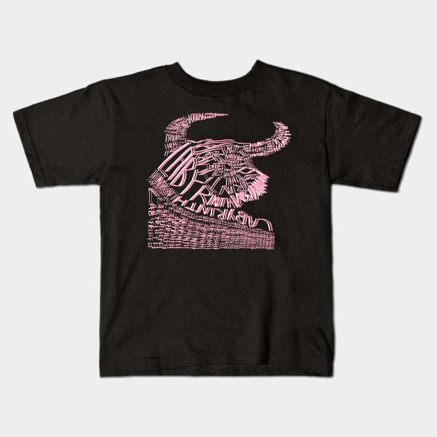 Pink Minotaur Kids T-Shirt by Sigross